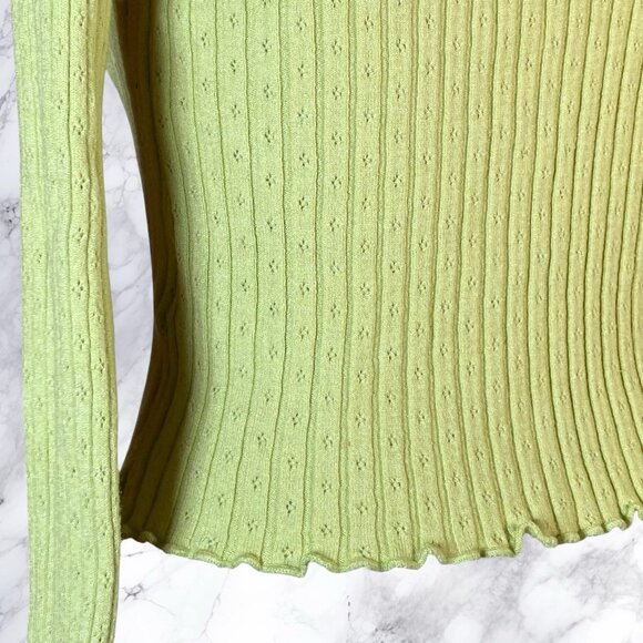 BDG URBAN OUTFITTERS Noori Lettuce Trim Tie Front Top In Lime - Picture 12 of 12